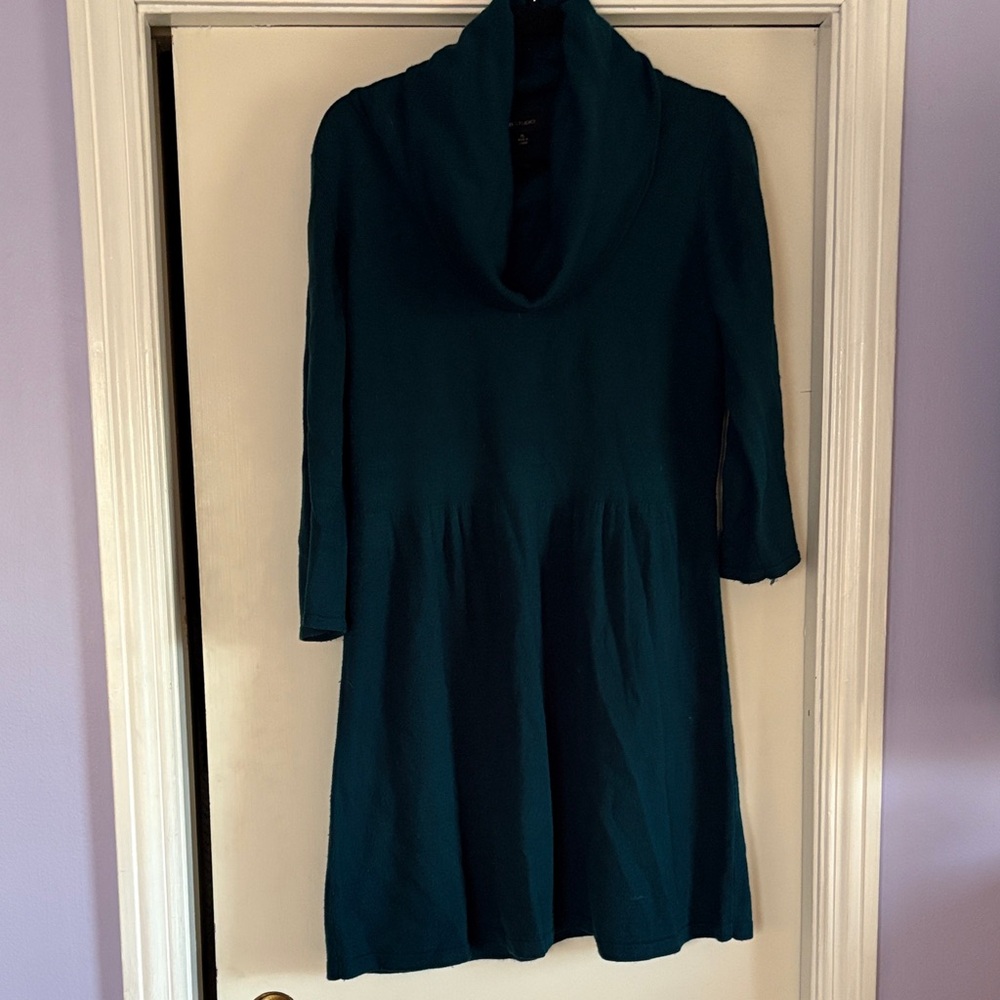 Teal Cowl Neck Sweater Dress
